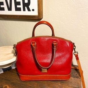Dooney and Bourke Pebble Grain zip zip satchel in Red